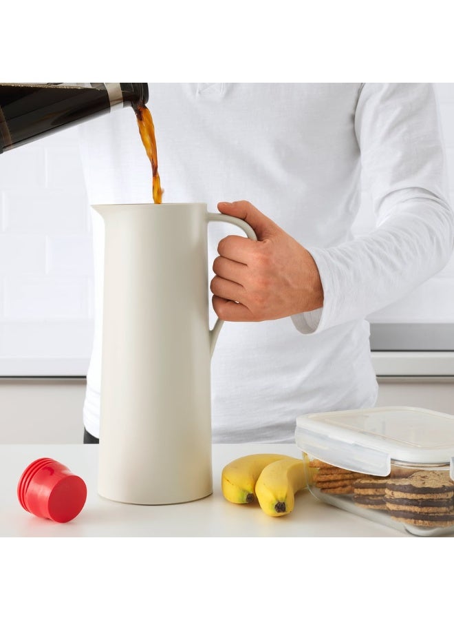 BEHÖVD Vacuum flask, beige/red, 1 l - Image 2